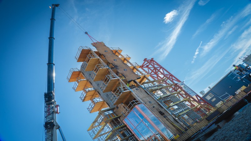 Key components of shake testing structure being installed.