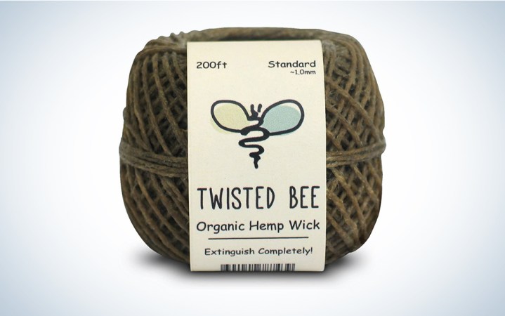  Twisted Bee hemp wick on a blue and white background