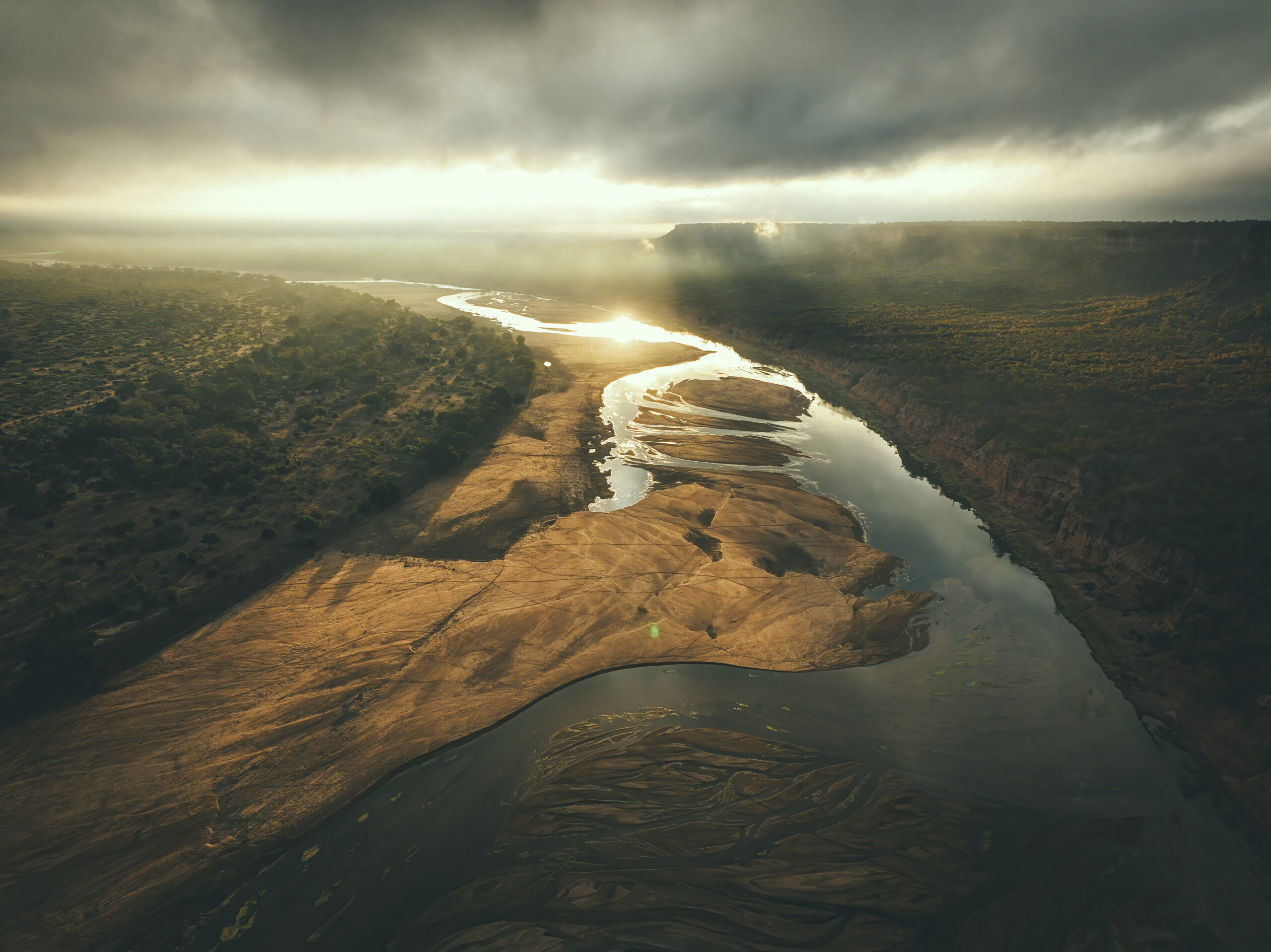 Chilojo Cliffs in Zimbabwe seen from aerial view