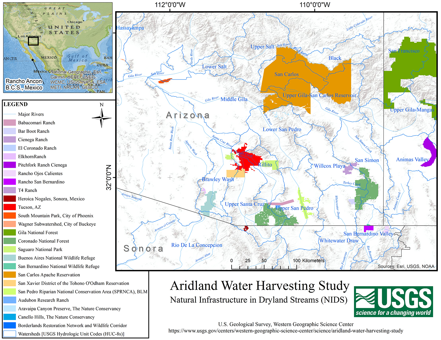 USGS map showing areas studied