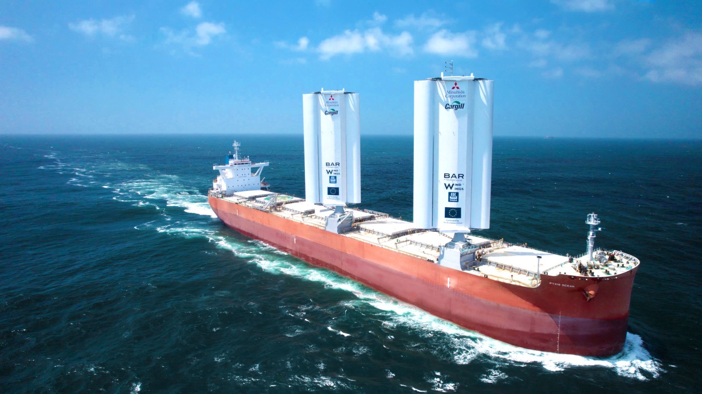 A cargo ship retrofitted with 123-foot 'WindWings' just set sail ...