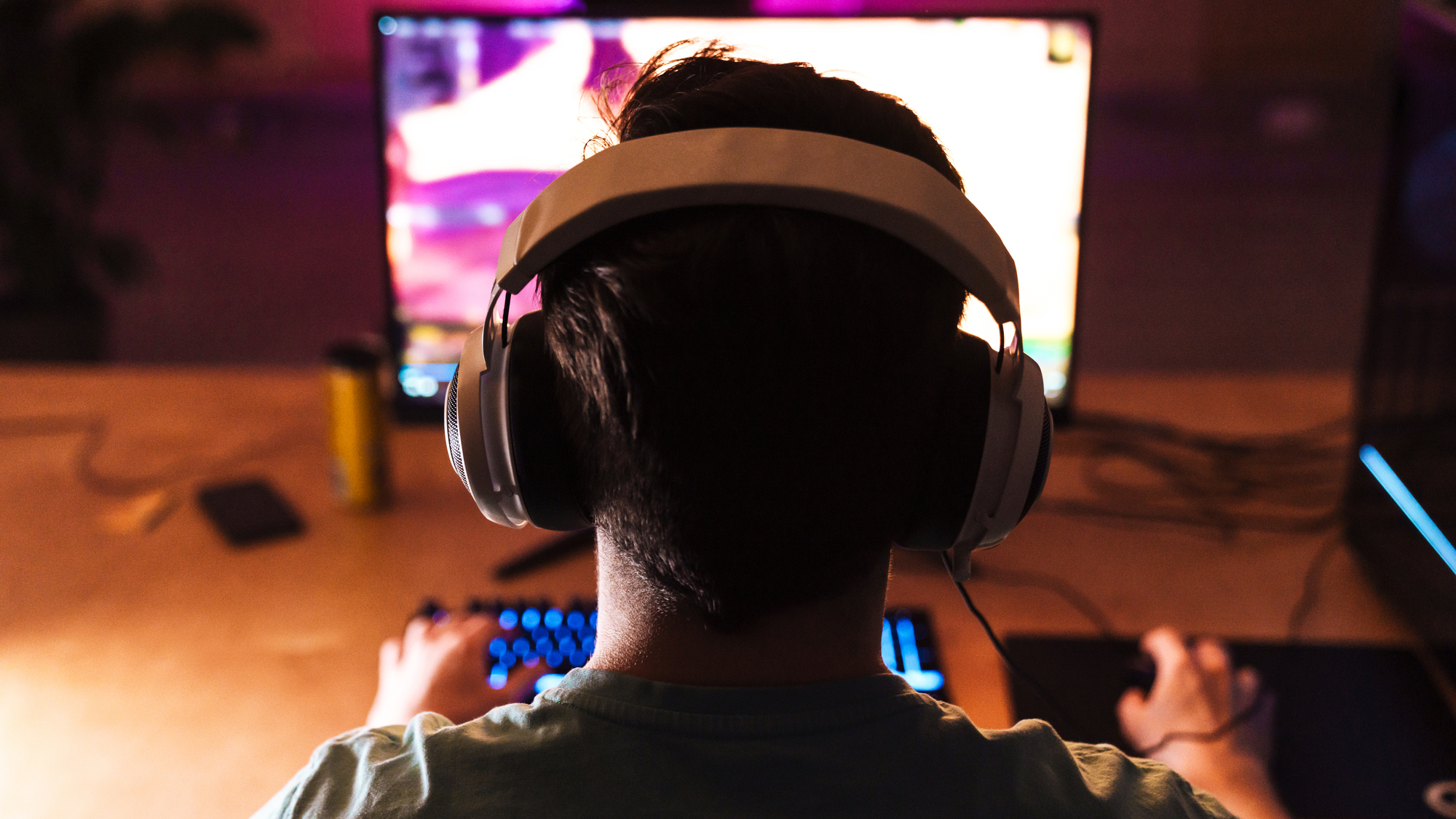 boy playing video game