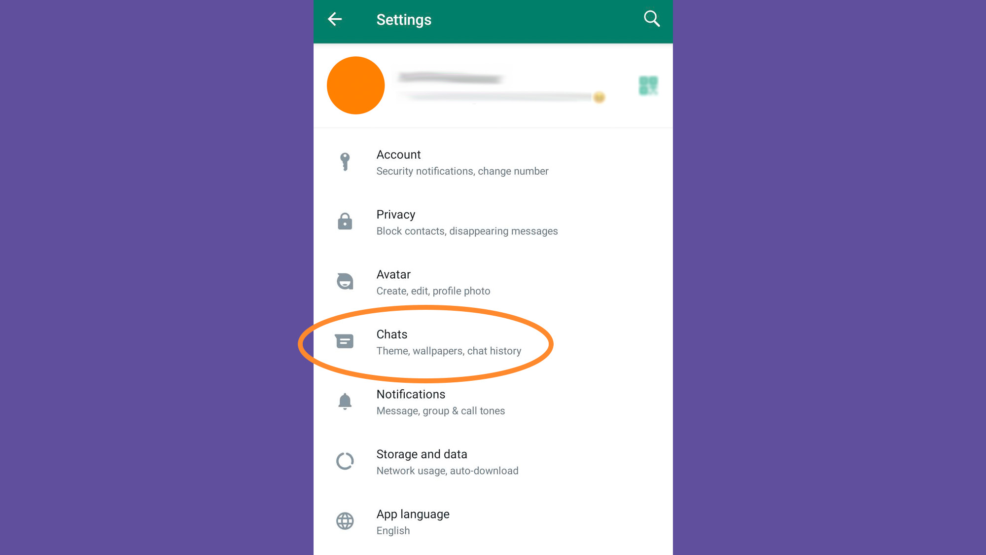 Chat backup menu on WhatsApp