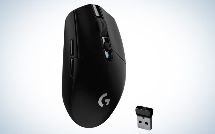  Logitech g305 cheap gaming mouse on a plain background