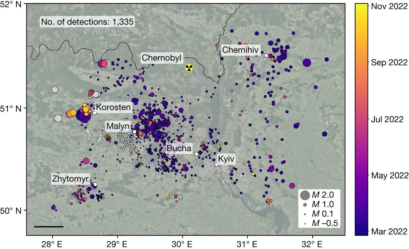 A map of seismic detections.