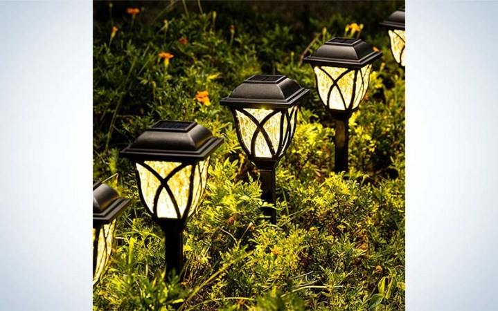  Solplex Solar Outdoor Lights are the best solar landscape lights for a post light.