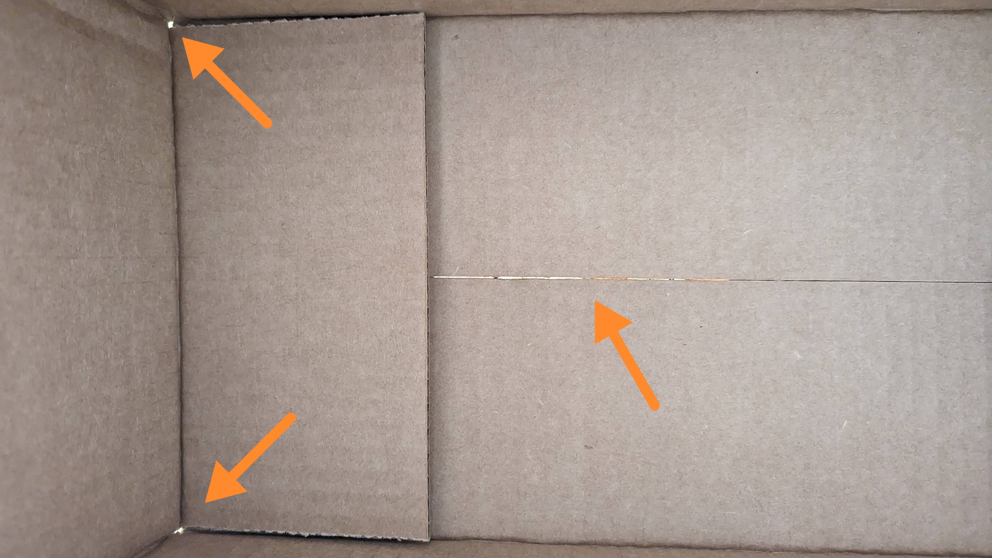 Arrows pointing to the openings of a box where the light filters in.