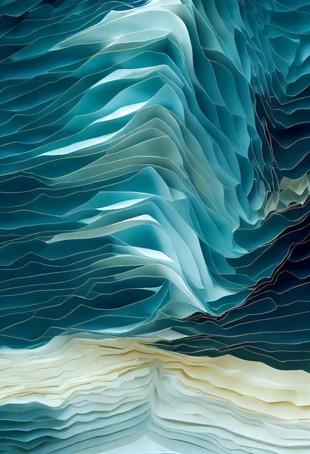 Blue wave-like folds of a sugar syrup.