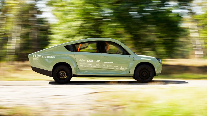 Stella Terra solar powered car action shot on road