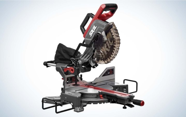  Skil MS6305-00 10-Inch Dual Bevel Sliding Miter Saw on a plain background