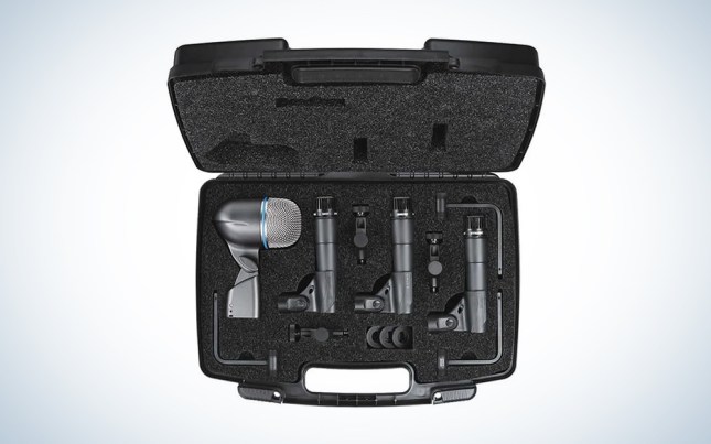 Shure DMK57-52 Drum Mic Kit in a case over a white gradient