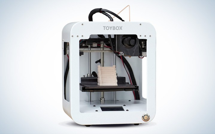  The white Toybox 3D Printer for Kids is placed against a white background with a gray gradient.