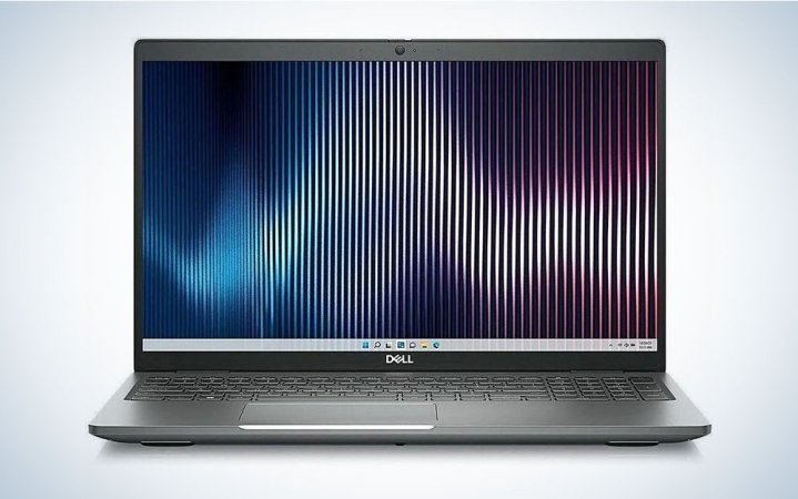  A Dell Latitude 15.6" Laptop on a plain background