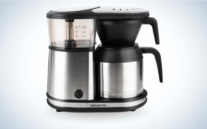  A stainless steel coffee makers with a thermal carafe from Bonavita.