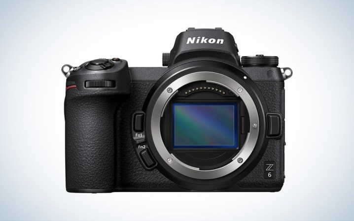  The Nikon Z6 II mirrorless camera is placed against a white background with a gray gradient.