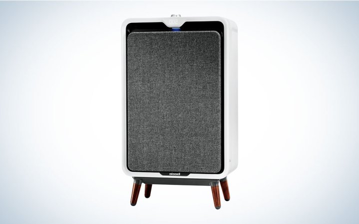  A Bissell air320 air purifier on a plain background