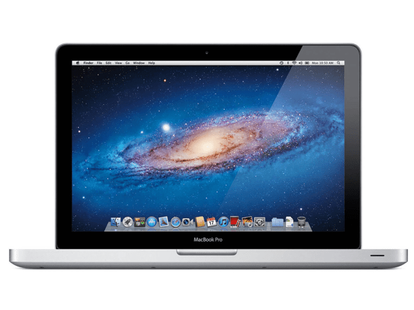 A refurbished 2012 MacBook Pro on a plain background