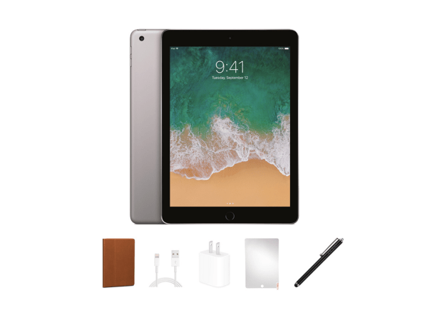 A refurbished iPad on a plain background