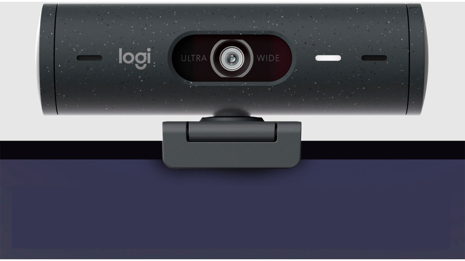 Logitech Logi webcam attached to the top of a monitor