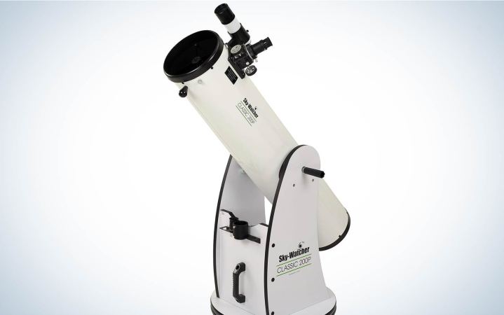  Sky-Watcher Classic 200 budget telescope on a plain background