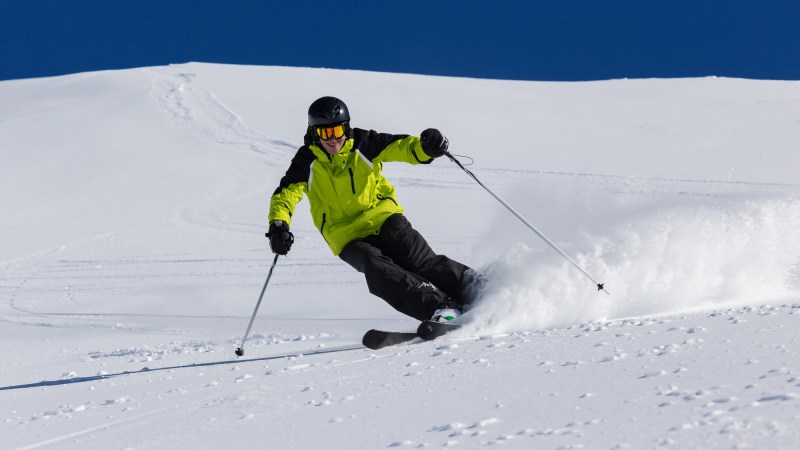 skiing on a slope