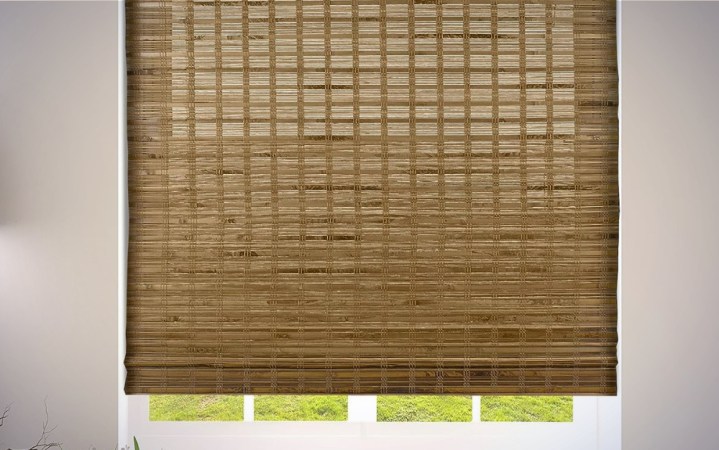  ARLO BLINDS Bamboo Roman Shades on a plain white background.