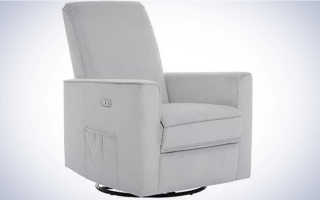 Evolur Harlow Deluxe Glider Swivel Recliner on a plain white background.