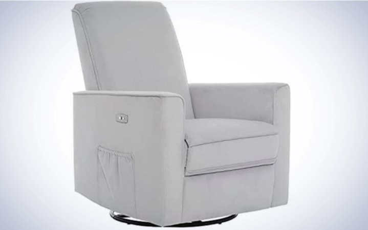  Evolur Harlow Deluxe Glider Swivel Recliner on a plain white background.