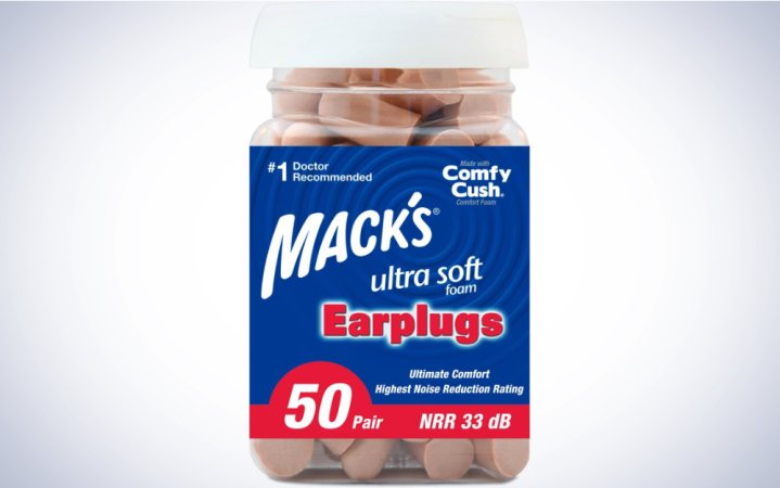  Mack’s earplugs on a plain white background.