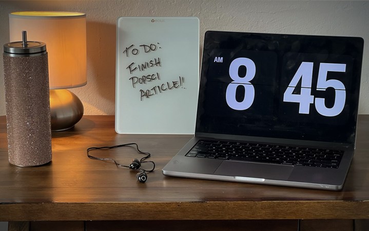  Black Minuendo earplugs tethered together on a bedside table