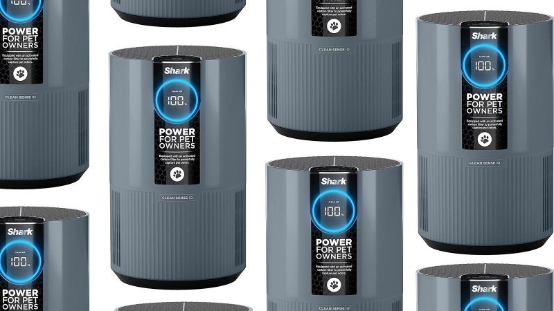 Shark Sense IQ air purifiers in a pattern on a plain background