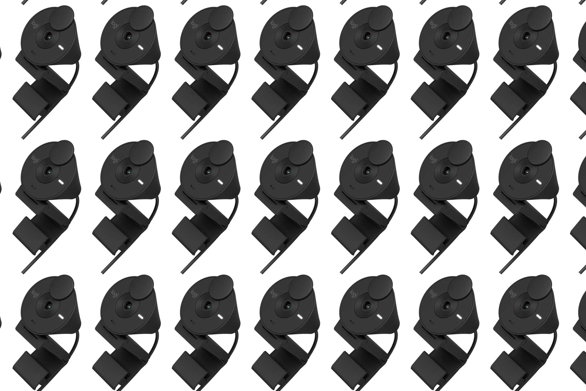 Black Logitech webcams on a plain background.