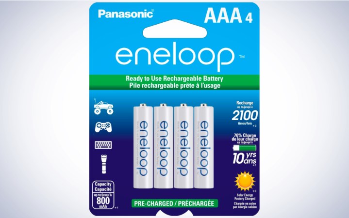  Panasonic Eneloop Batteries on a plain white background.