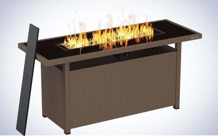  EAST OAK 57 Inch Gas Fire Pit Table on a plain white background.