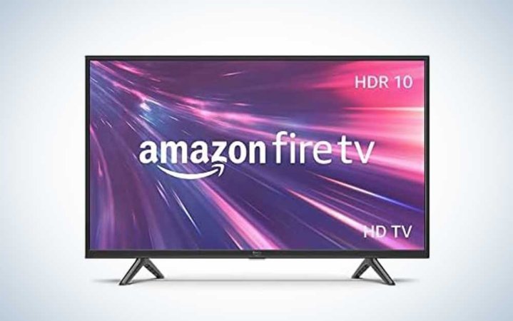  An Amazon 32-inch 2 series television on a plain background.