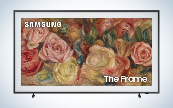  Samsung Frame TV 2024 with a picture of flowers on the screen