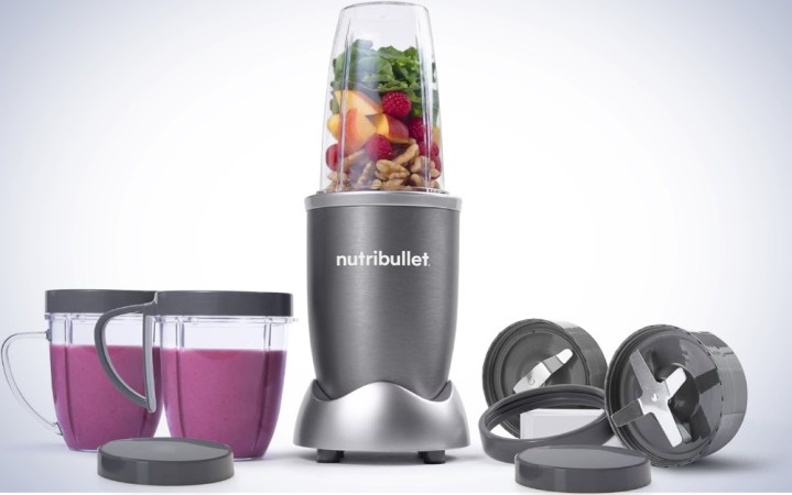  A NutriBullet NBR-1201 12-Piece High-Speed Blender/Mixer System on a plain background.