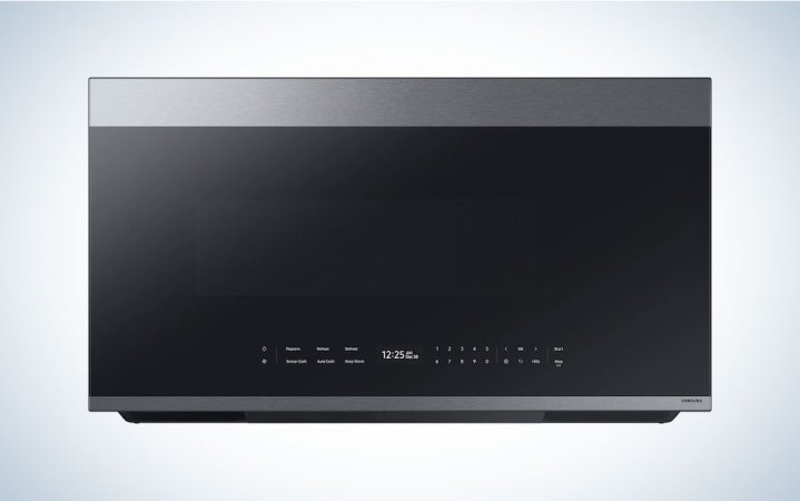  Samsung Bespoke Microwave on a plain background