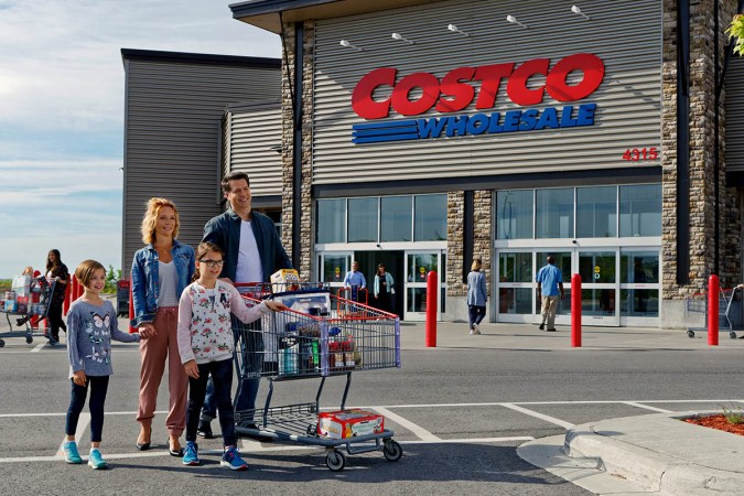 A family leaving Costco