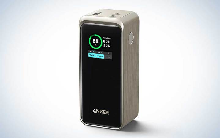  An Anker Prime power bank on a plain background.