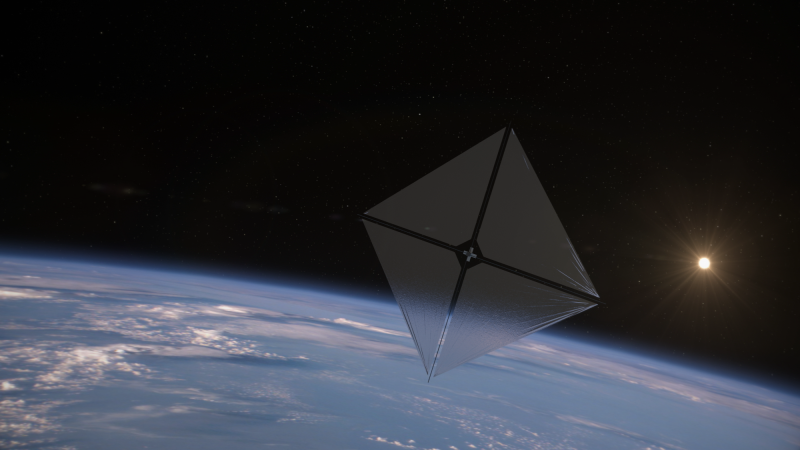 ACS3 solar sail concept art above Earth