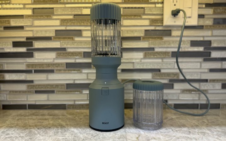  Beast Blender Mini against a backsplash.