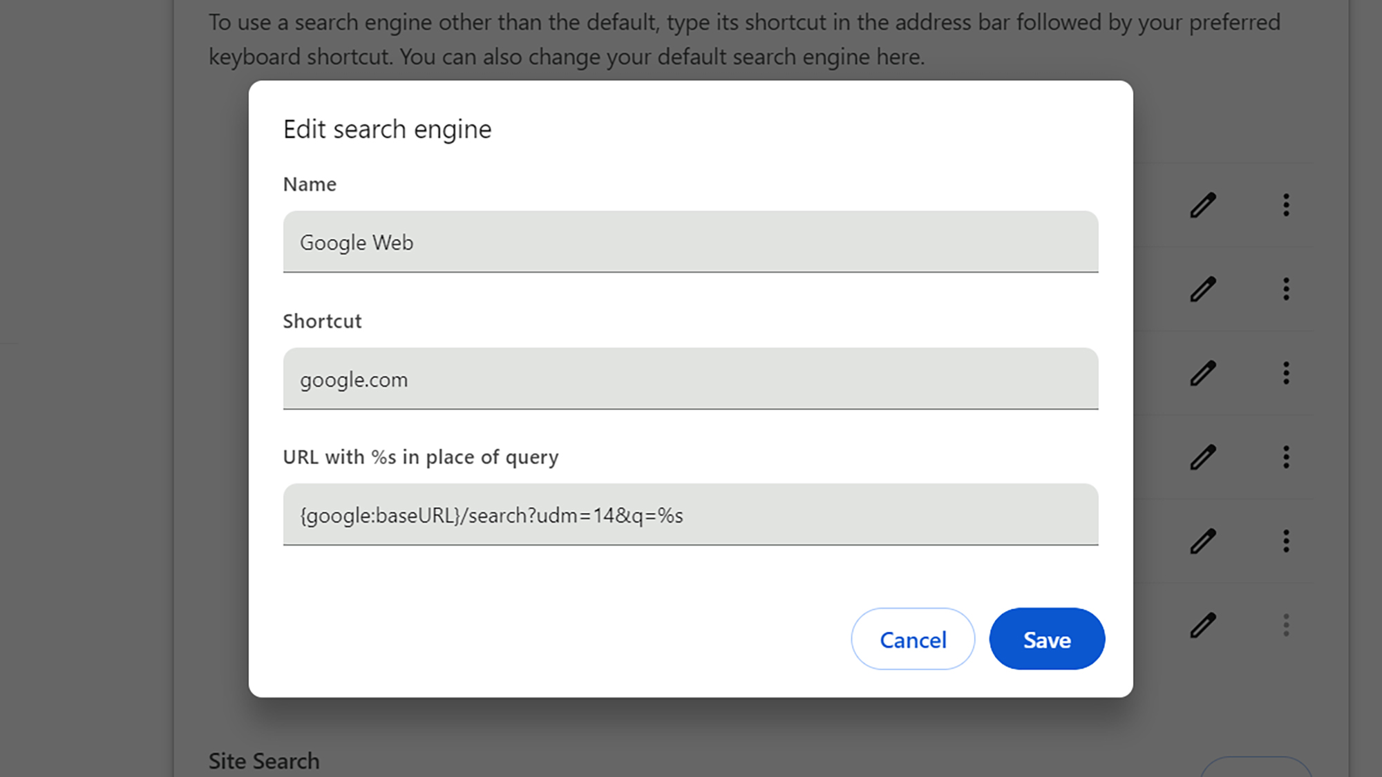 screenshot of google chrome settings