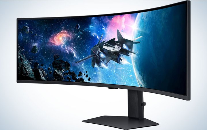  Samsung Odyssey G9 Ultra-wide gaming monitor on a plain background