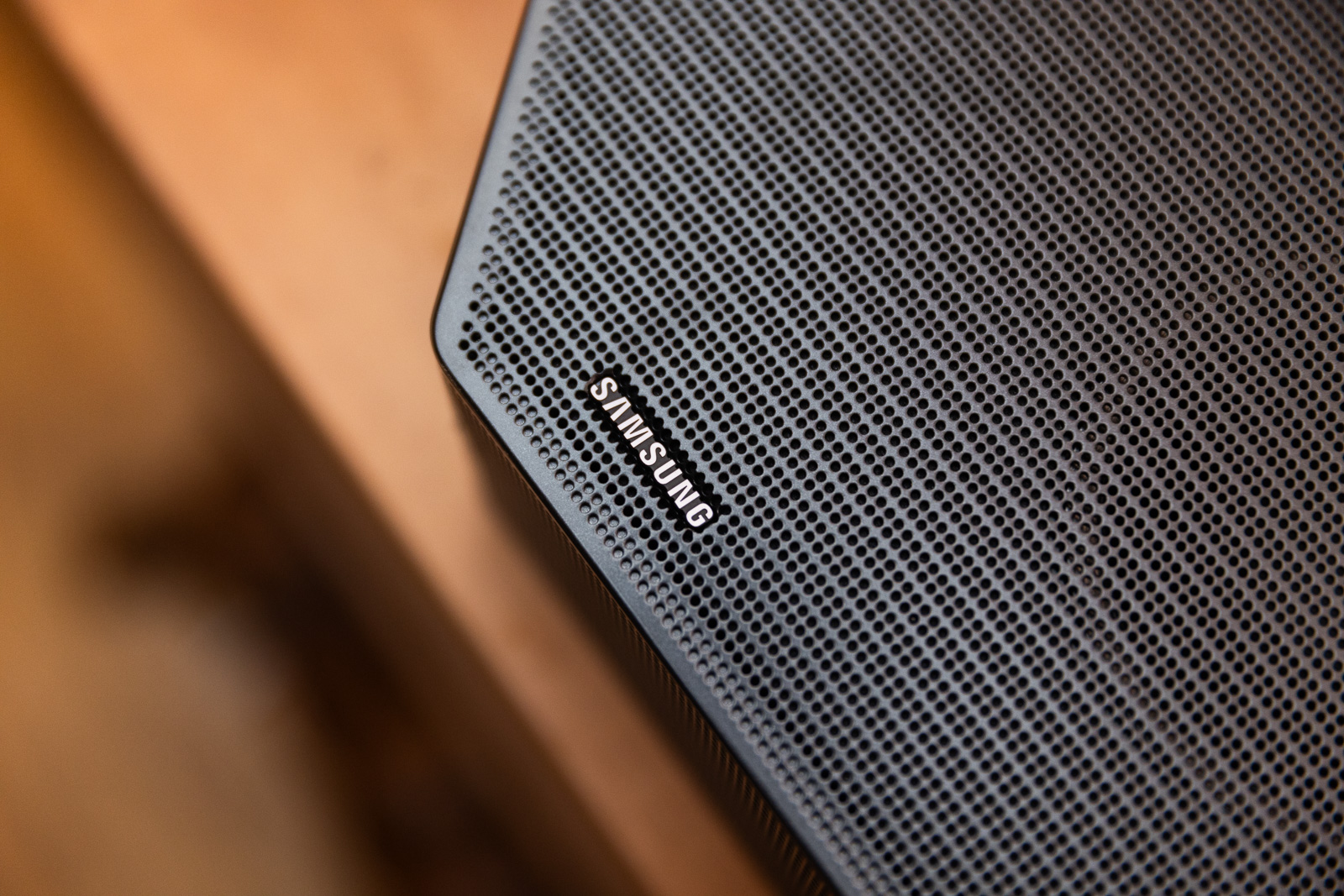 Samsung HW-Q990D soundbar close up logo