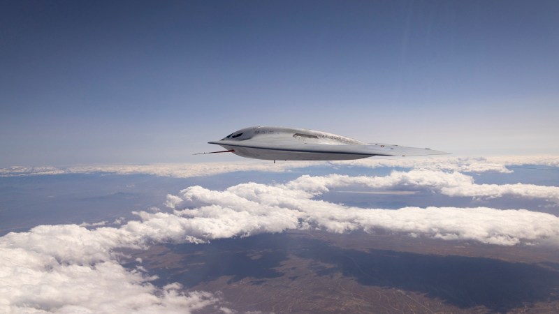 B-21 Raider stealth bomber in flight