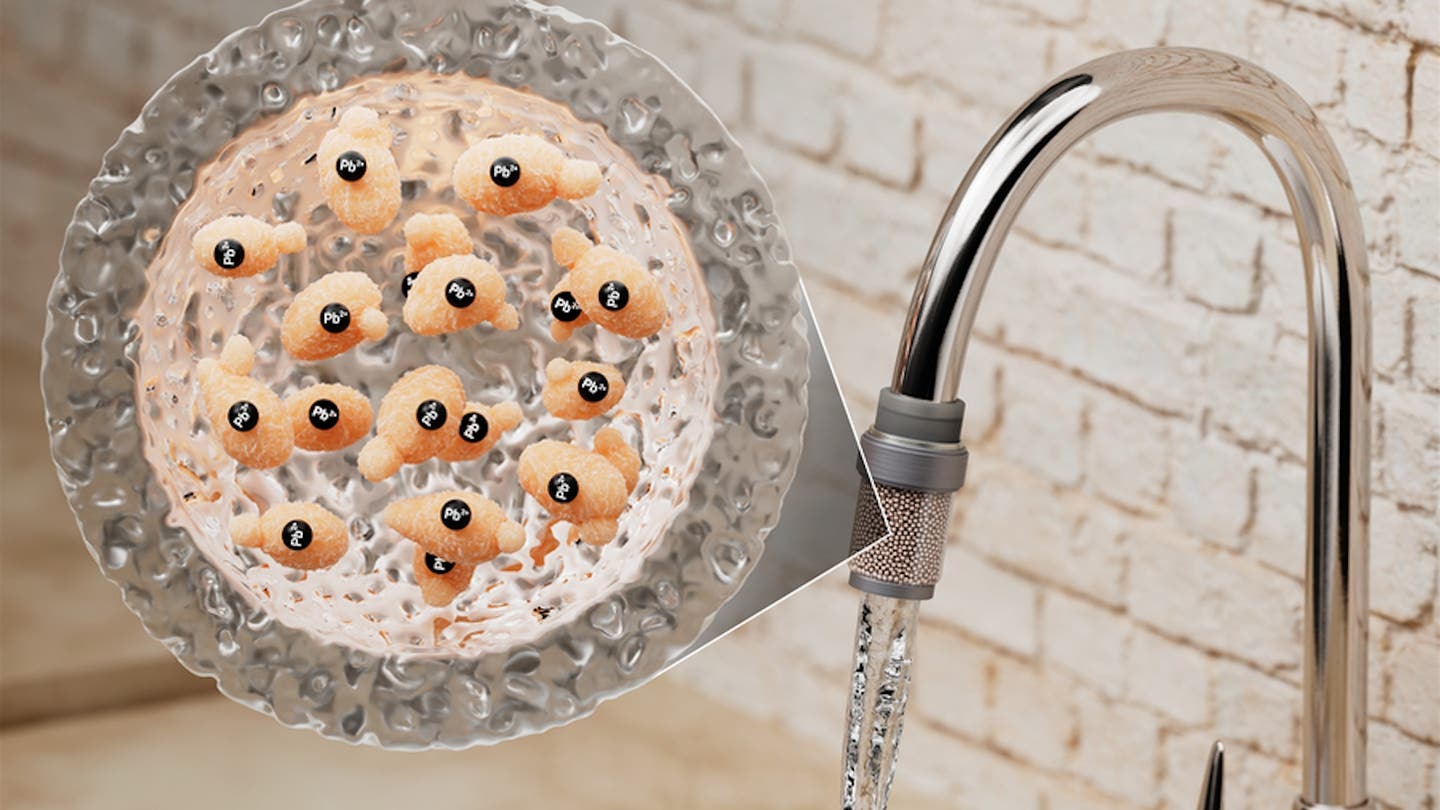a water tap with an illustration of what the hydrogel could look like