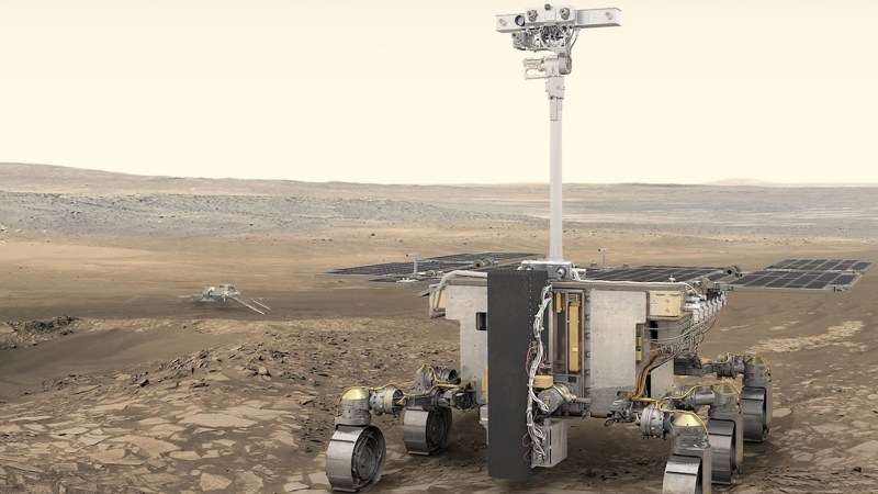 An artist’s impression of ESA’s ExoMars rover, Rosalind Franklin.