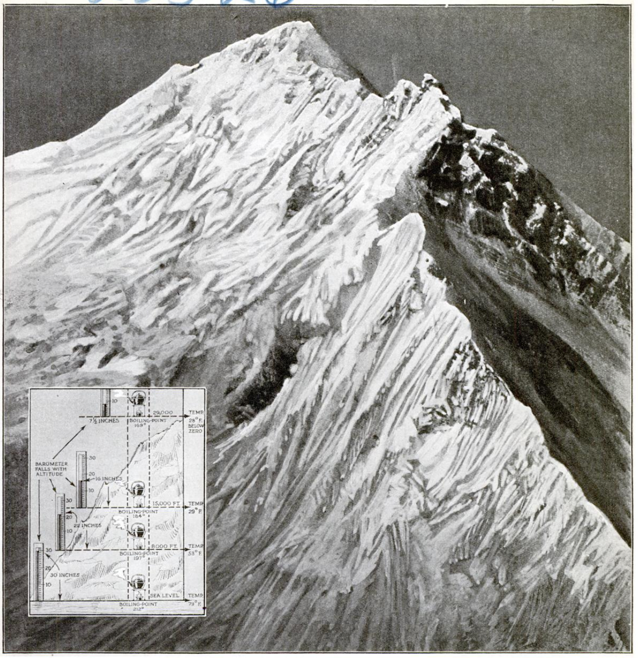 black and white illustration of mount everest
