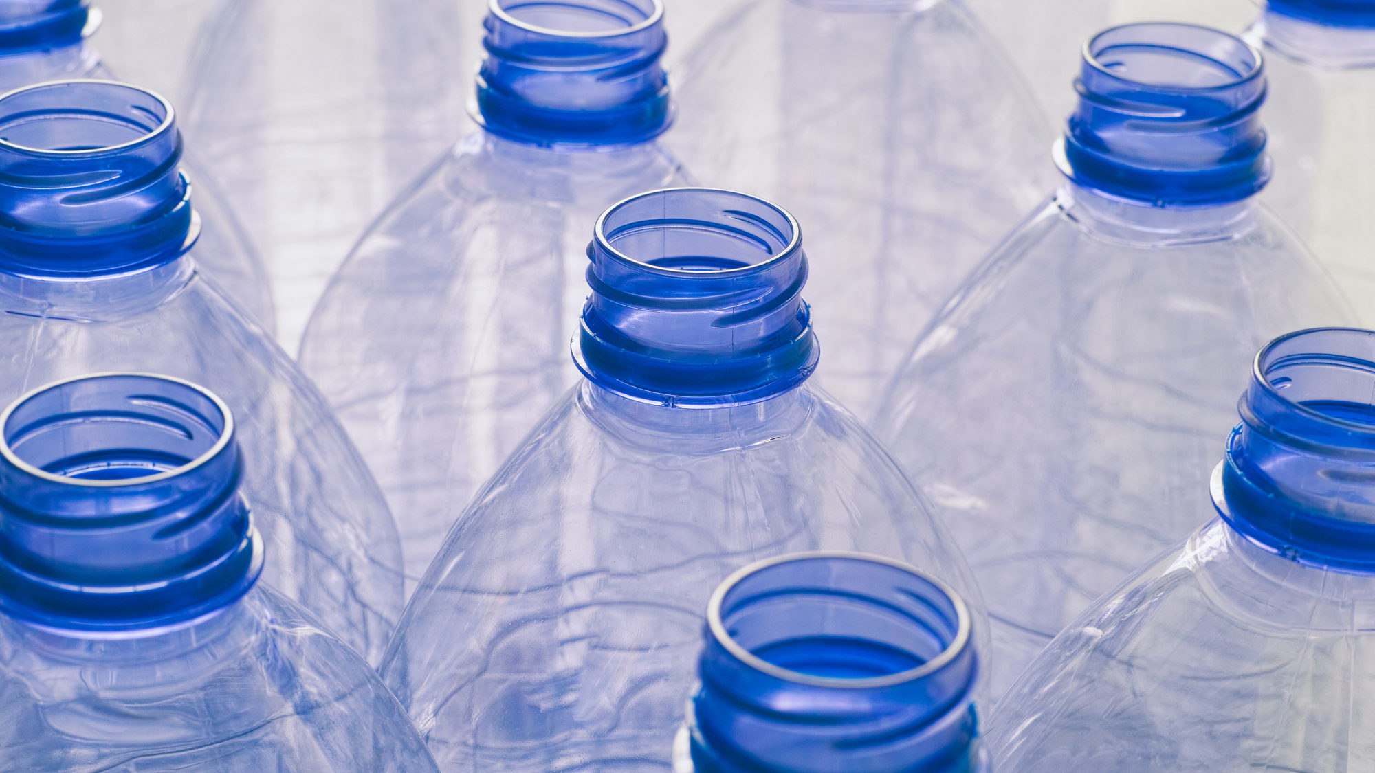 Empty plastic water bottles. Close up.